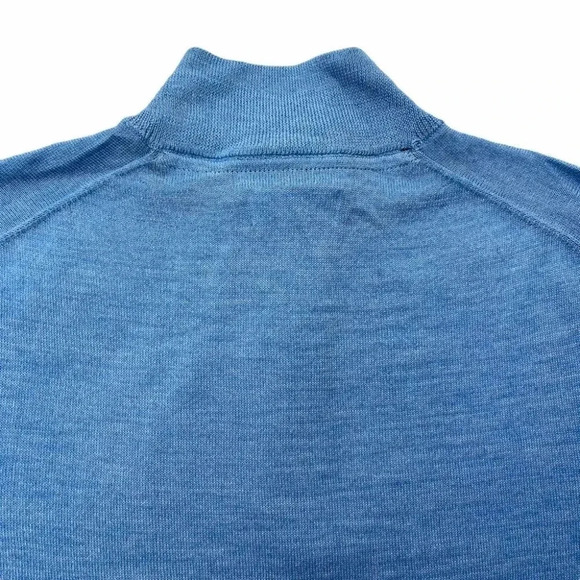 Club Room Blue Merino Wool Blend 1/4 Zip Mens Sweater - Picture 7 of 8